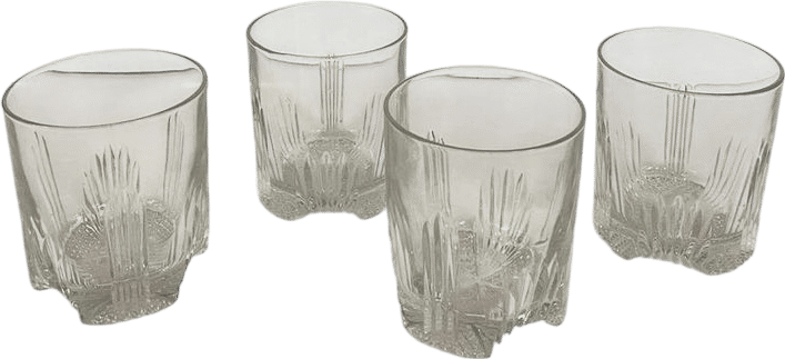 Vintage Art Deco Crystal Whiskey Rocks Glasses Ribbed Lowball Set of 4 Clear - Etsy
