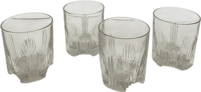 Vintage Art Deco Crystal Ribbed Lowball Whiskey Glasses