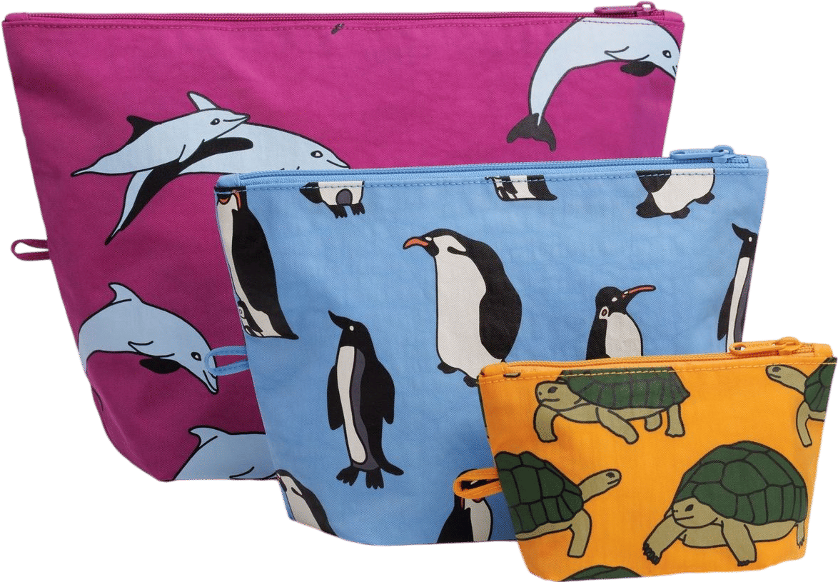 Baggu Go Pouch Set Vacation Animals