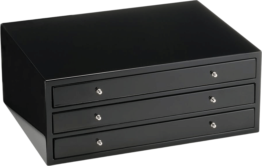Firenze Black 3-Drawer Pen Box