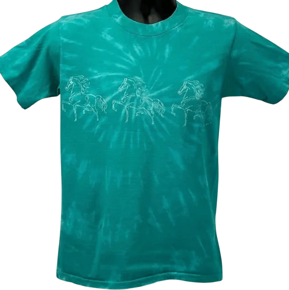 vintage 80s horse equestrian dressage tie-dye t-shirt made in USA