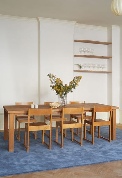 Classic Solid Wool Rug in Cornflower Blue