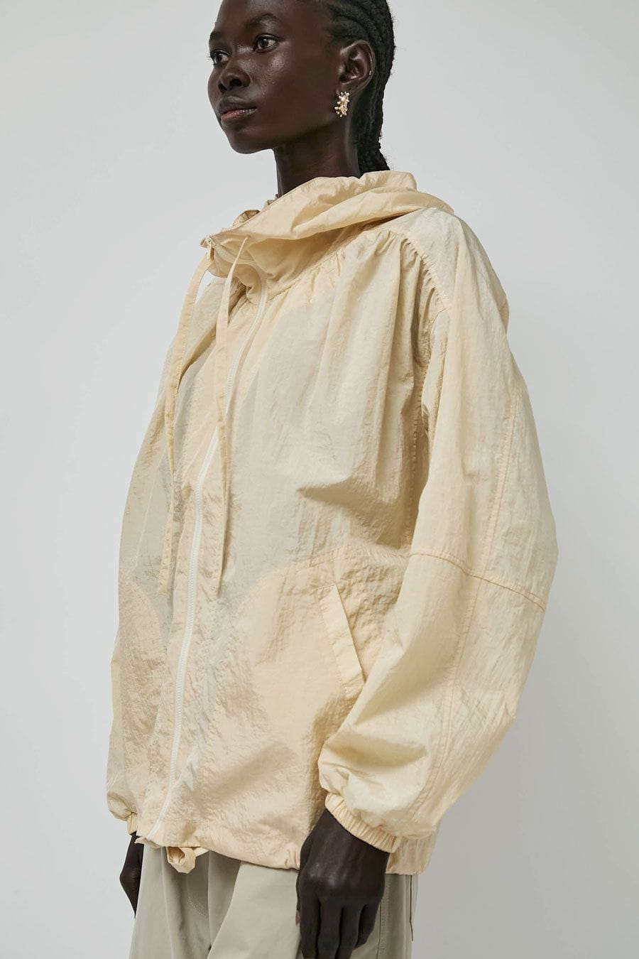 Mijeong Park Shirred Anorak in Cream