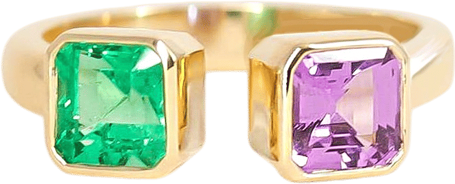 Pink Sapphire and Emerald Ring by Spur Jewelry