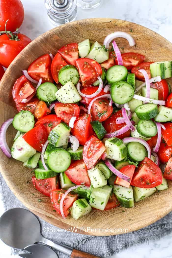 Fresh tomatoes and cucumber salad