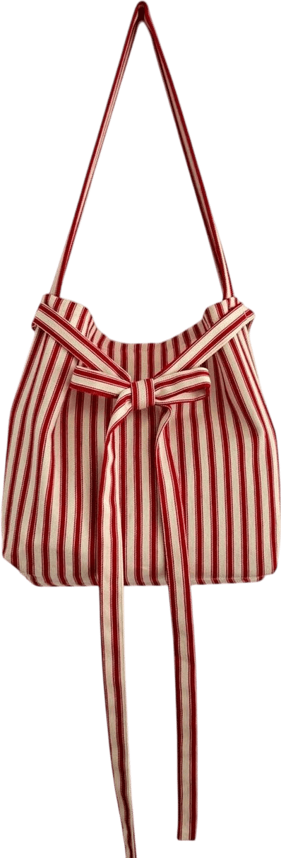 Vintage Stripe Shoulder Bag Handmade Women's Bow Purse