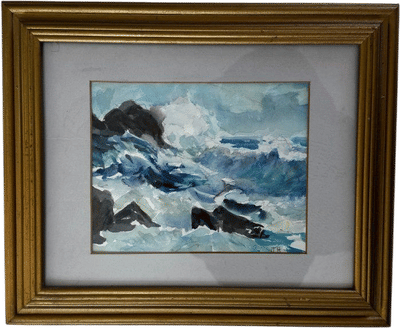 Vintage Seascape Painting in Gold Frame