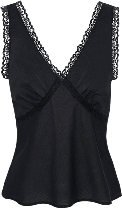 Cou Cou Intimates The Iris Tank: Black Cotton Voile