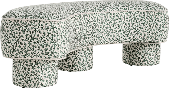 Floral Curved Banquette Bench