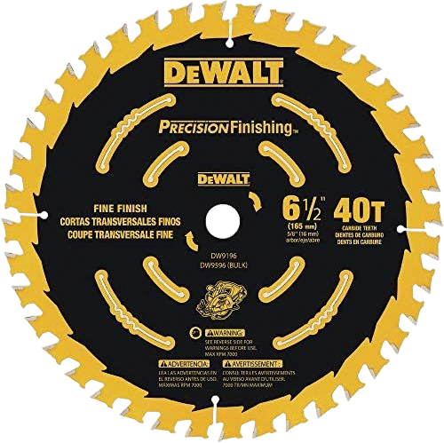 DEWALT Circular Saw Blade, 6 1/2 Inch, 40 Tooth, Combination Wood Cutting (DW9196)