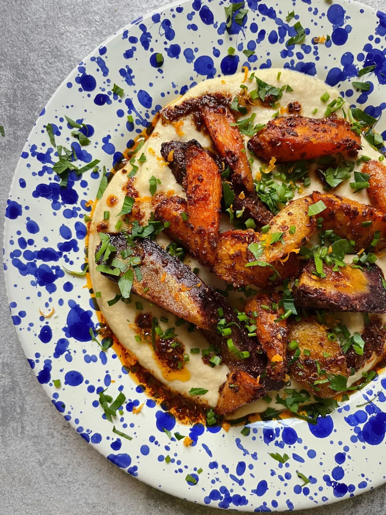 Warm Houmous with Shawarma Roast Carrots (Georgia Levy)