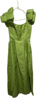 Lime Green Linen and Silk Party Dress