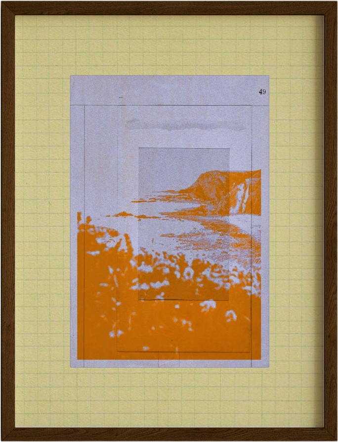 Abstract Coastal Landscape Art Print: Vintage Ephemera Collage