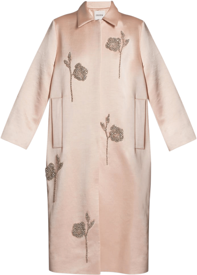 Erdem Embroidered Heavy Satin Coat