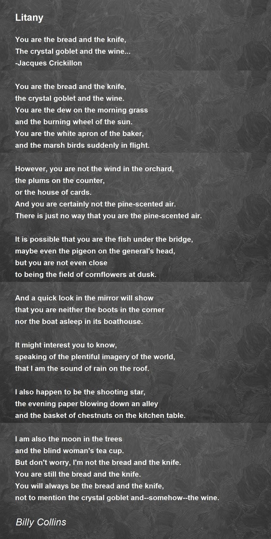 Billy Collins - Litany