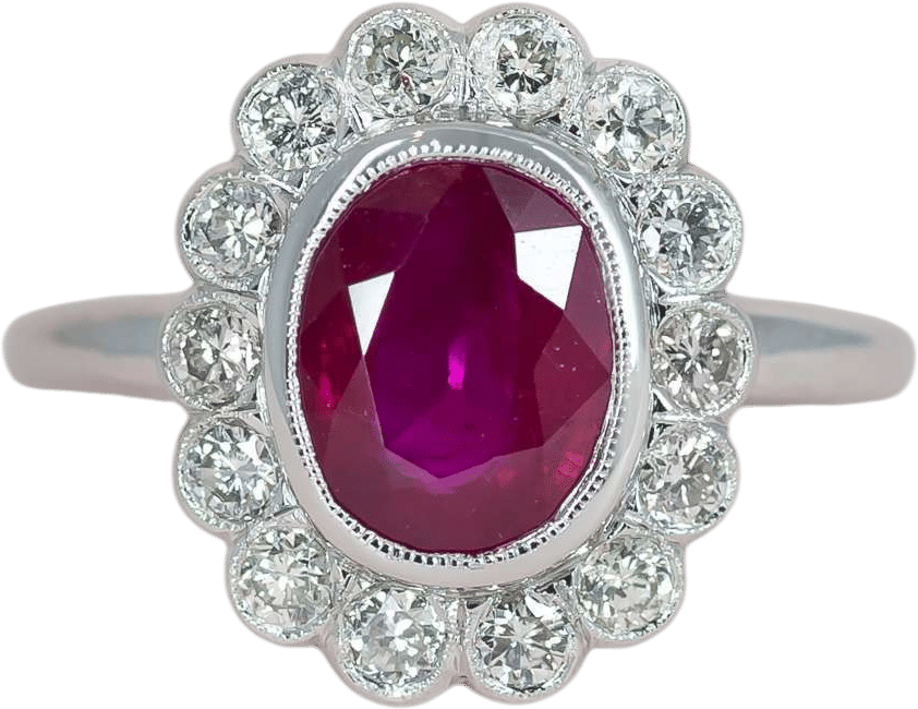 Ruby and Diamond Halo Ring