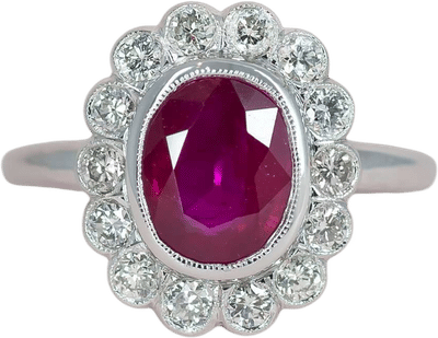 Ruby and Diamond Halo Ring