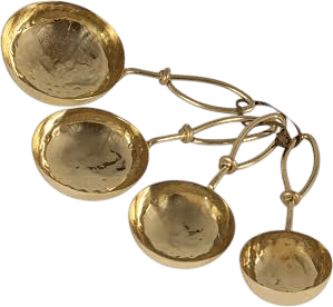 Set of 4 Hammered Stainless Steel Scoops, Gold Finish