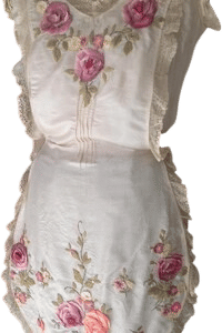 Antique Silk Apron with Floral Millinery Work