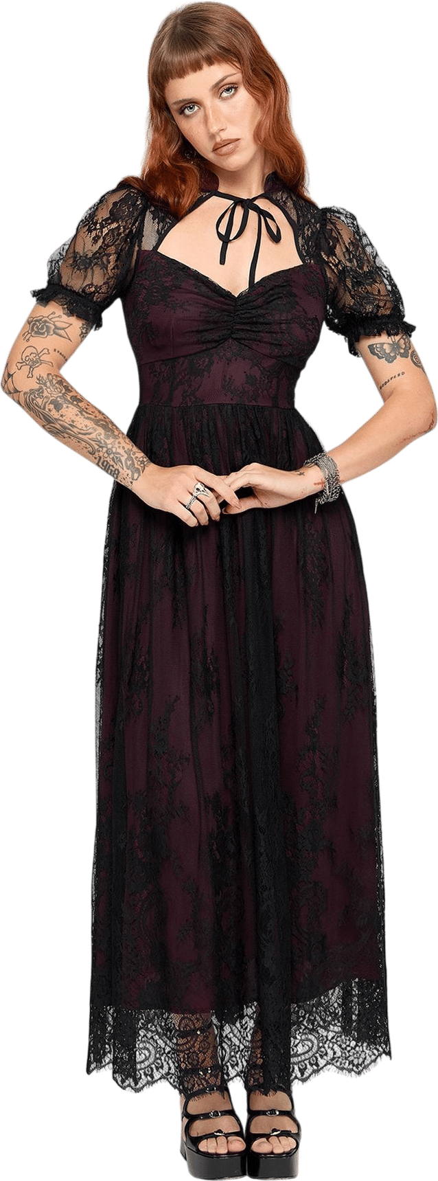 Velisse Lace Cut Out Maxi Dress - Purple