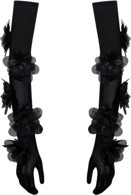 Paskal Peony Bloom Mesh Gloves in Black