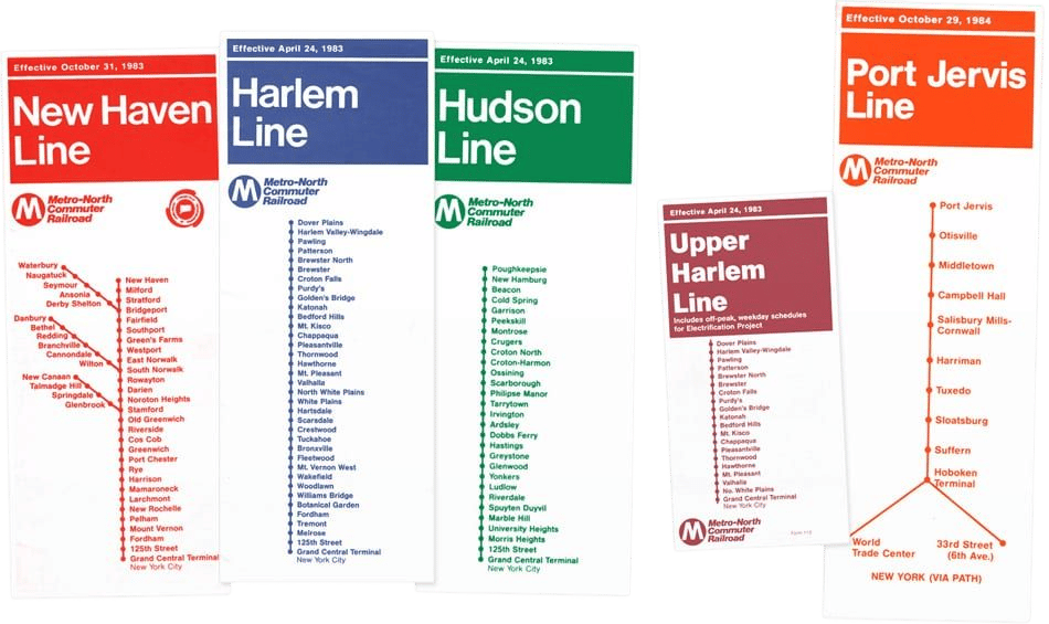 Metro North paper Timetables
