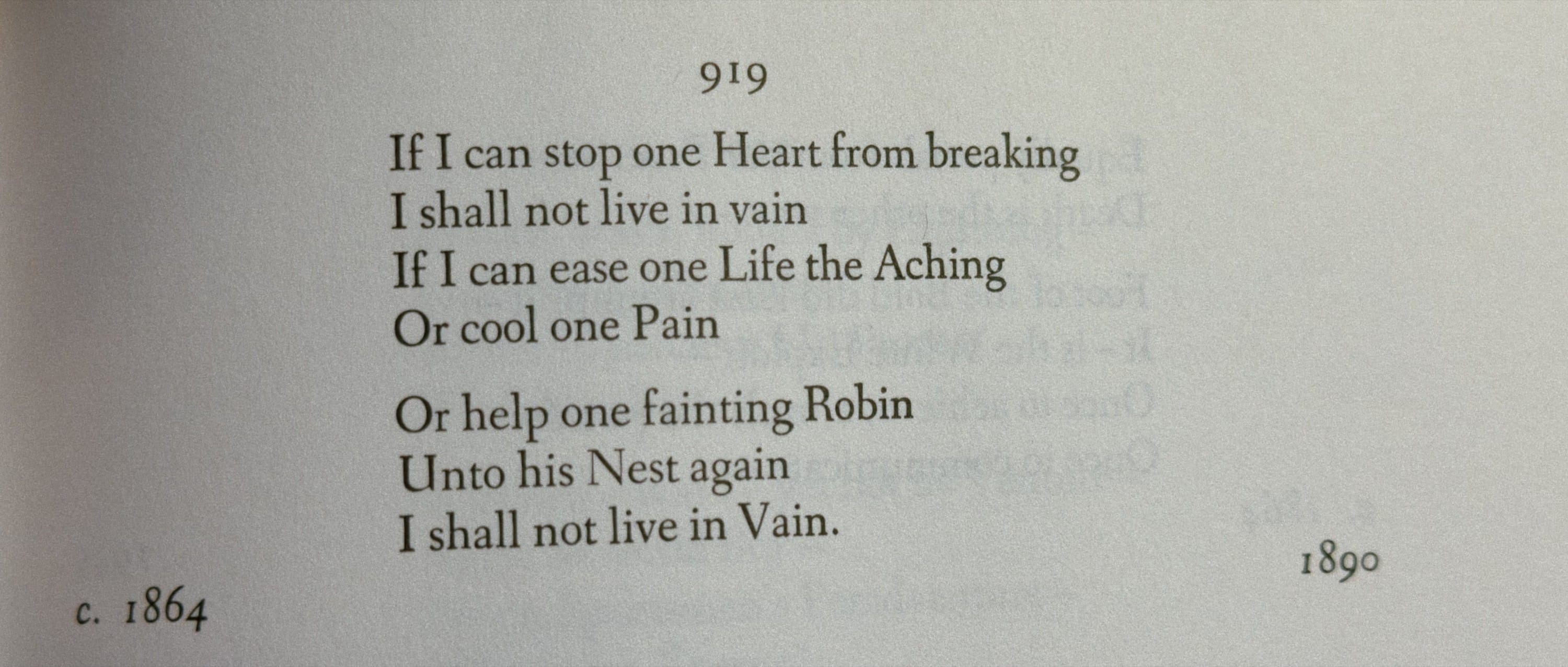 If I can stop one Heart from breaking (Emily Dickinson)