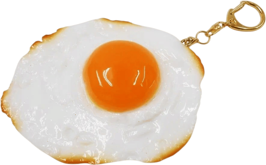 Fried egg keychain