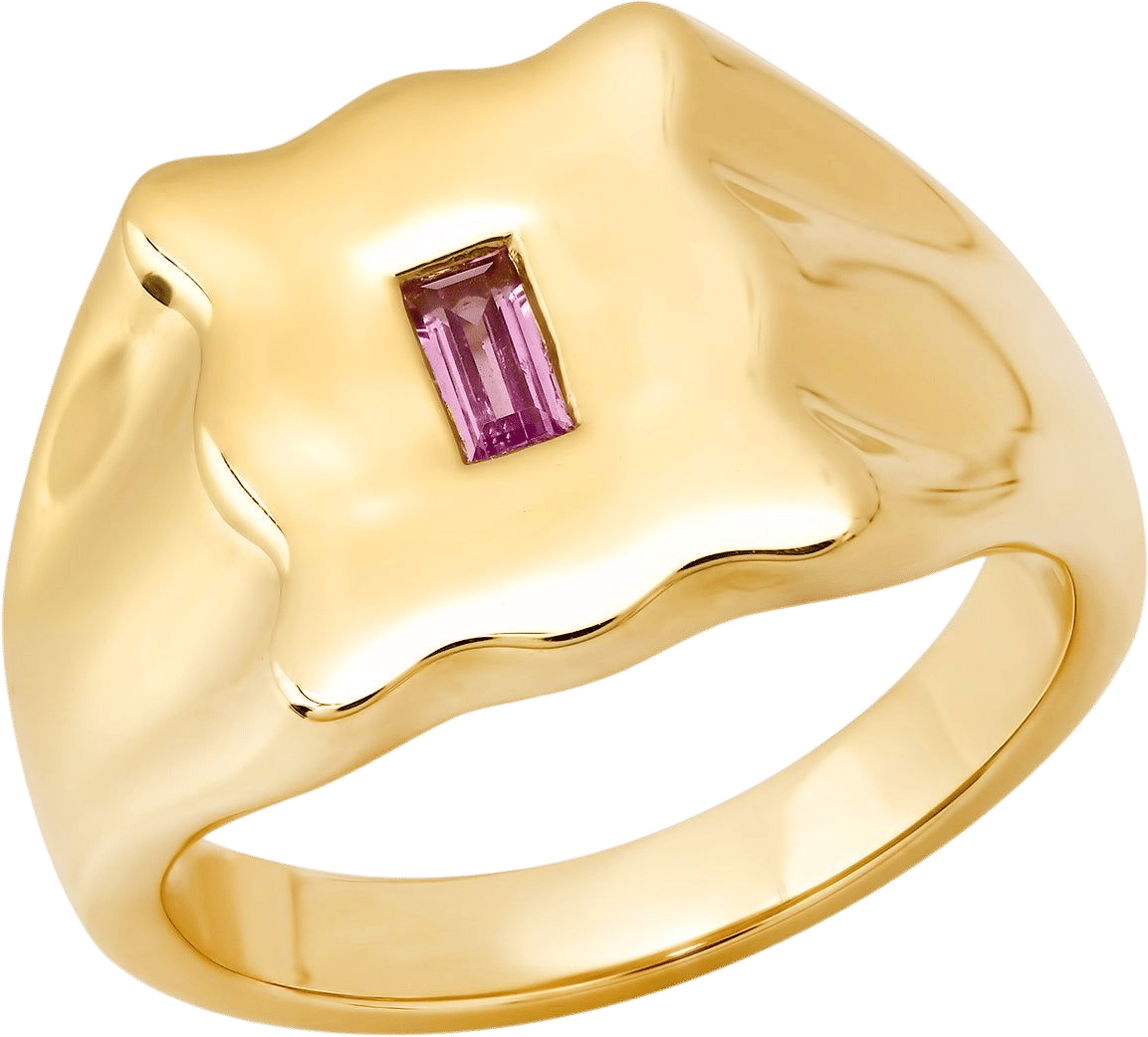 Eriness Jewelry Pink Sapphire Baguette Form Signet Ring