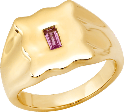 Pink Sapphire Baguette Form Signet Ring