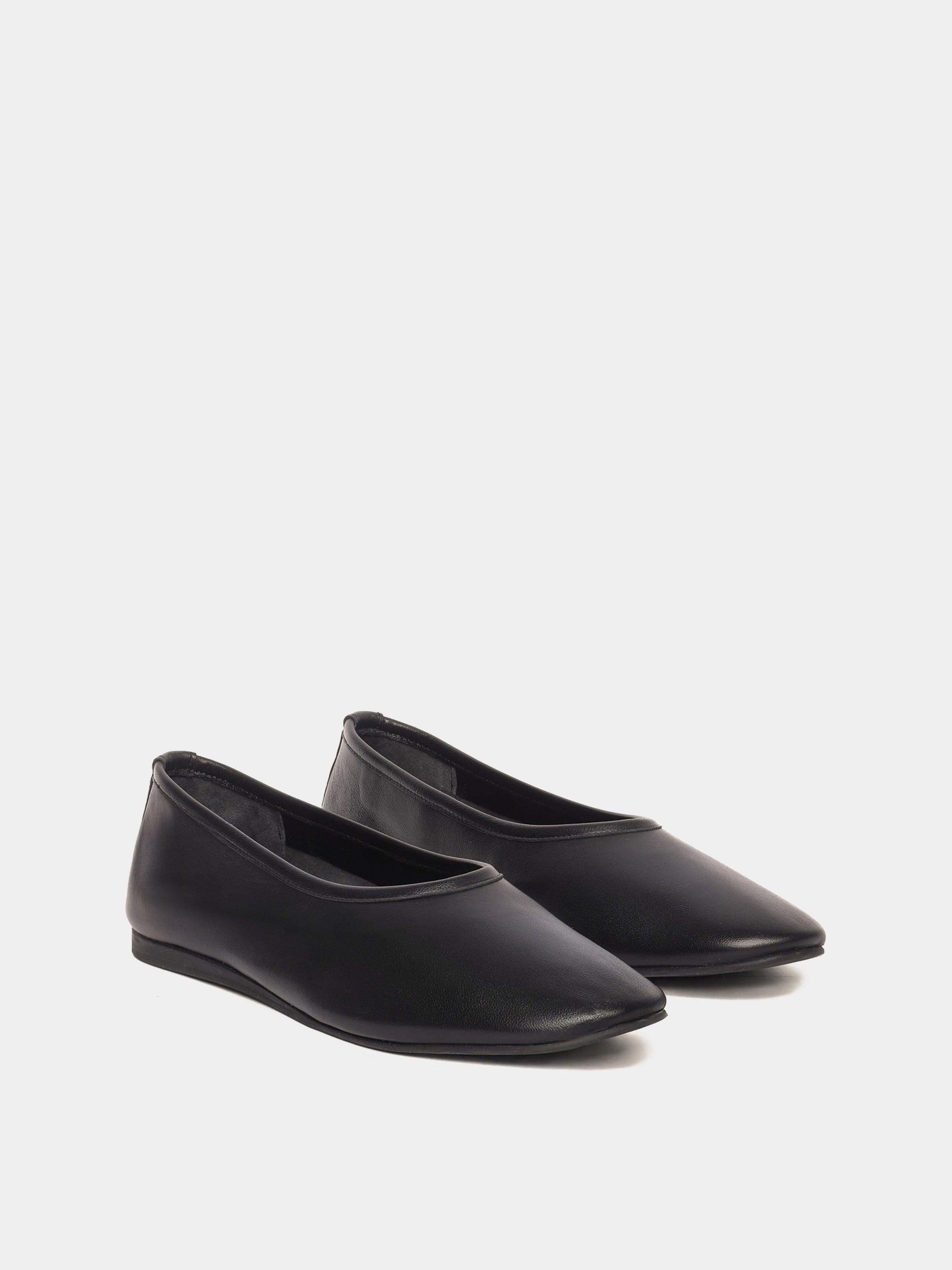 Trofa Black Leather Ballerina