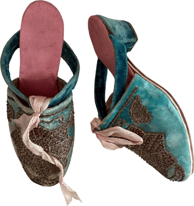 1800s Antique French Velvet Mules