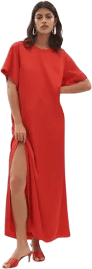 Brielle Short-Sleeve Column Maxi Dress