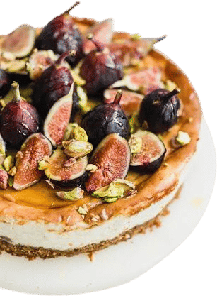 burnt almond basque cheesecake + figs  poached in sherry