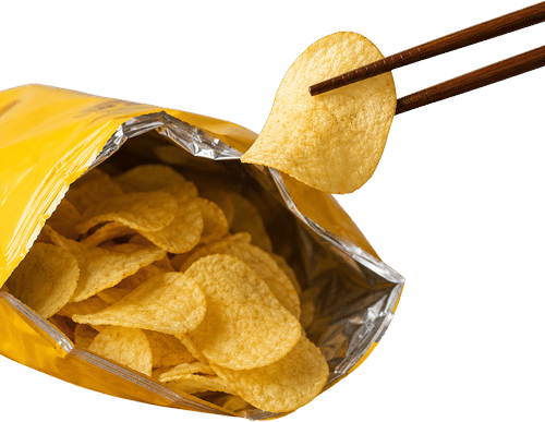 Eating potato chips with chopsticks
