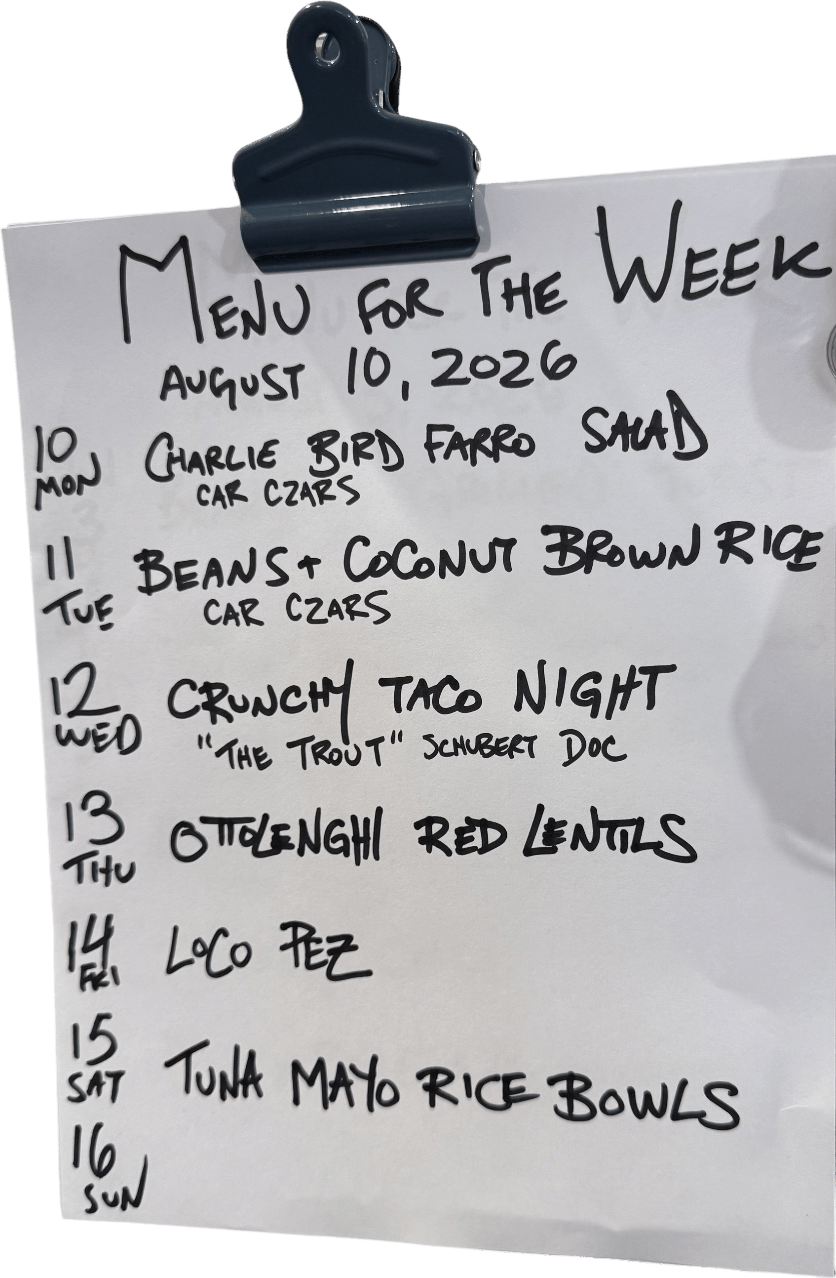 Make the Meal Plan a Menu