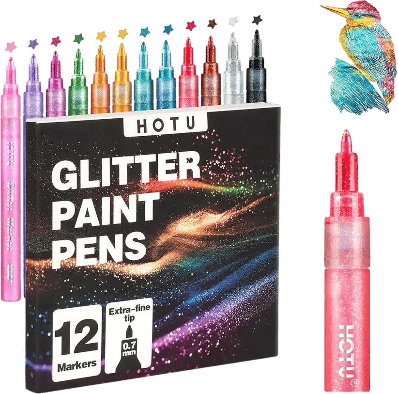 12-Color Glitter Pens (0.7mm)