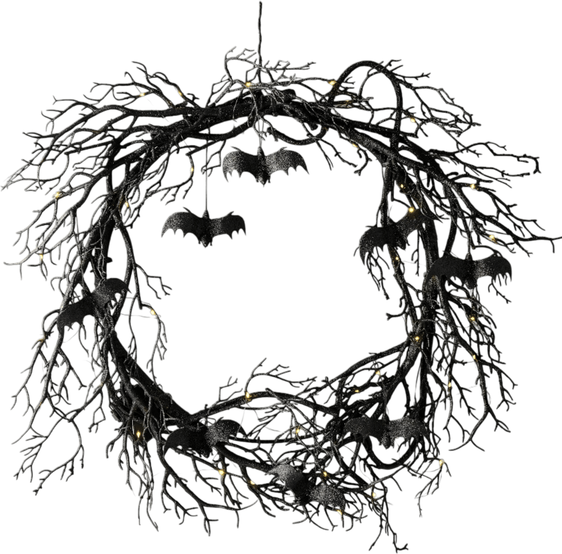 Pre-Lit Branch and Bat Wreath