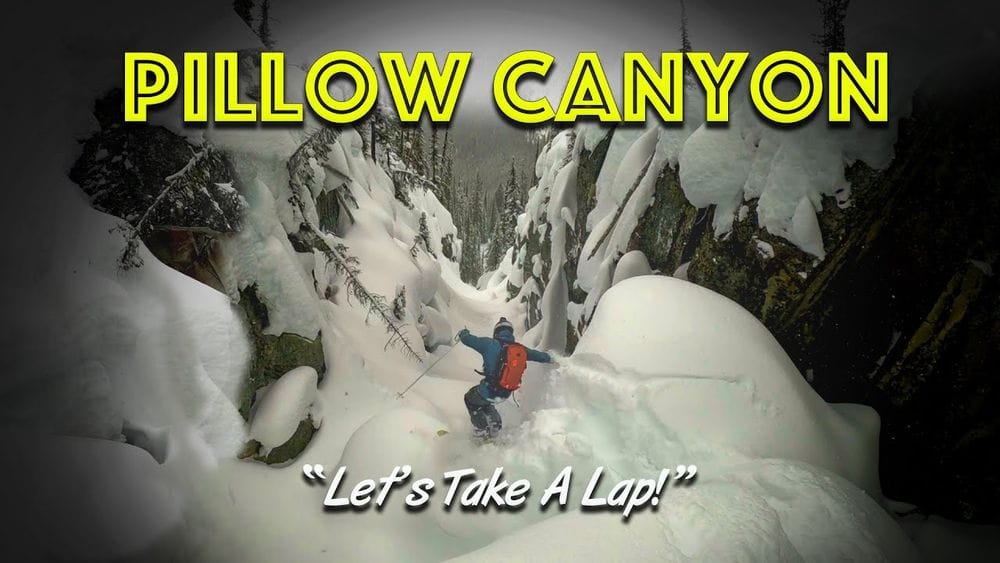 Skiing down a pillow canyon.
