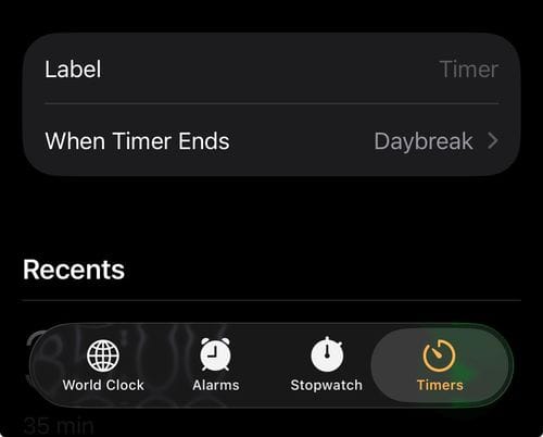 Selecting ‘daybreak’ as your timer sound on your iPhone