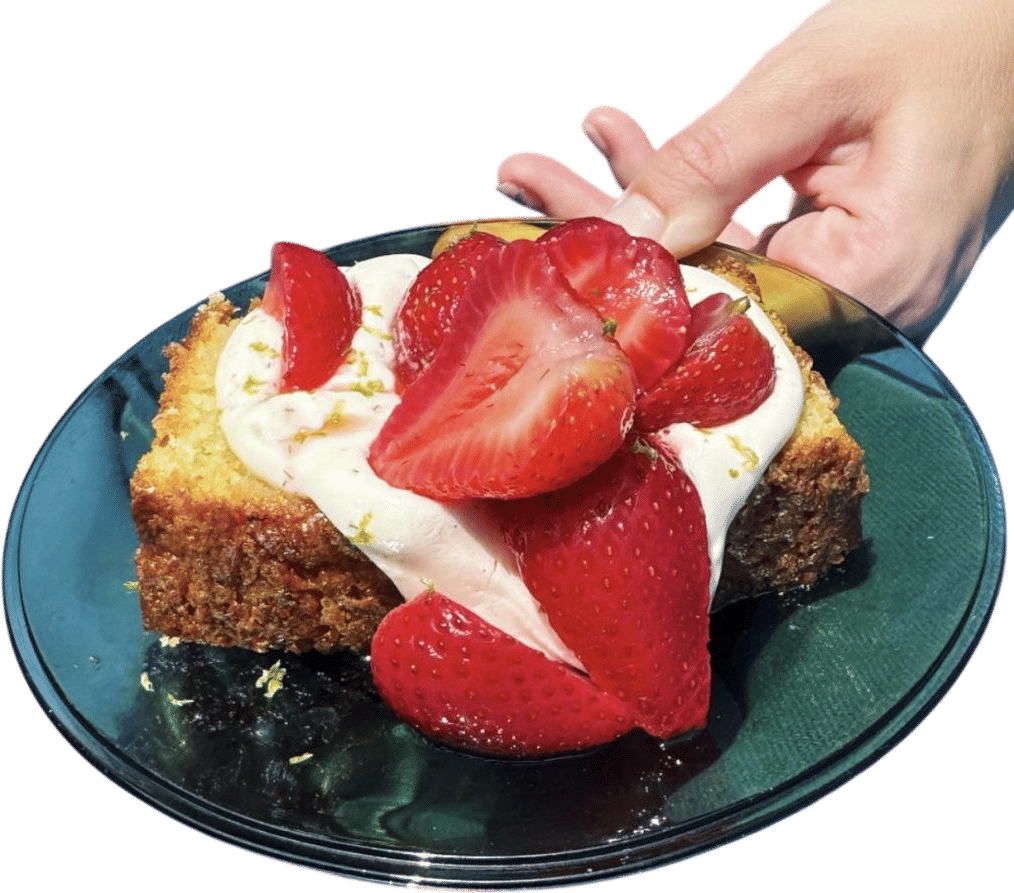 Limey Almond Olive Oil Cake with Ricotta and Strawberries