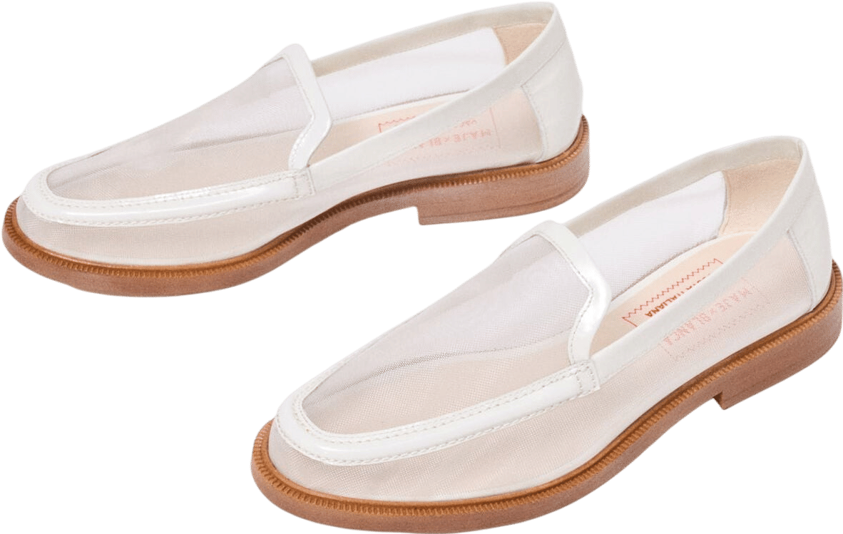 Maje Leather and Mesh Loafers - White