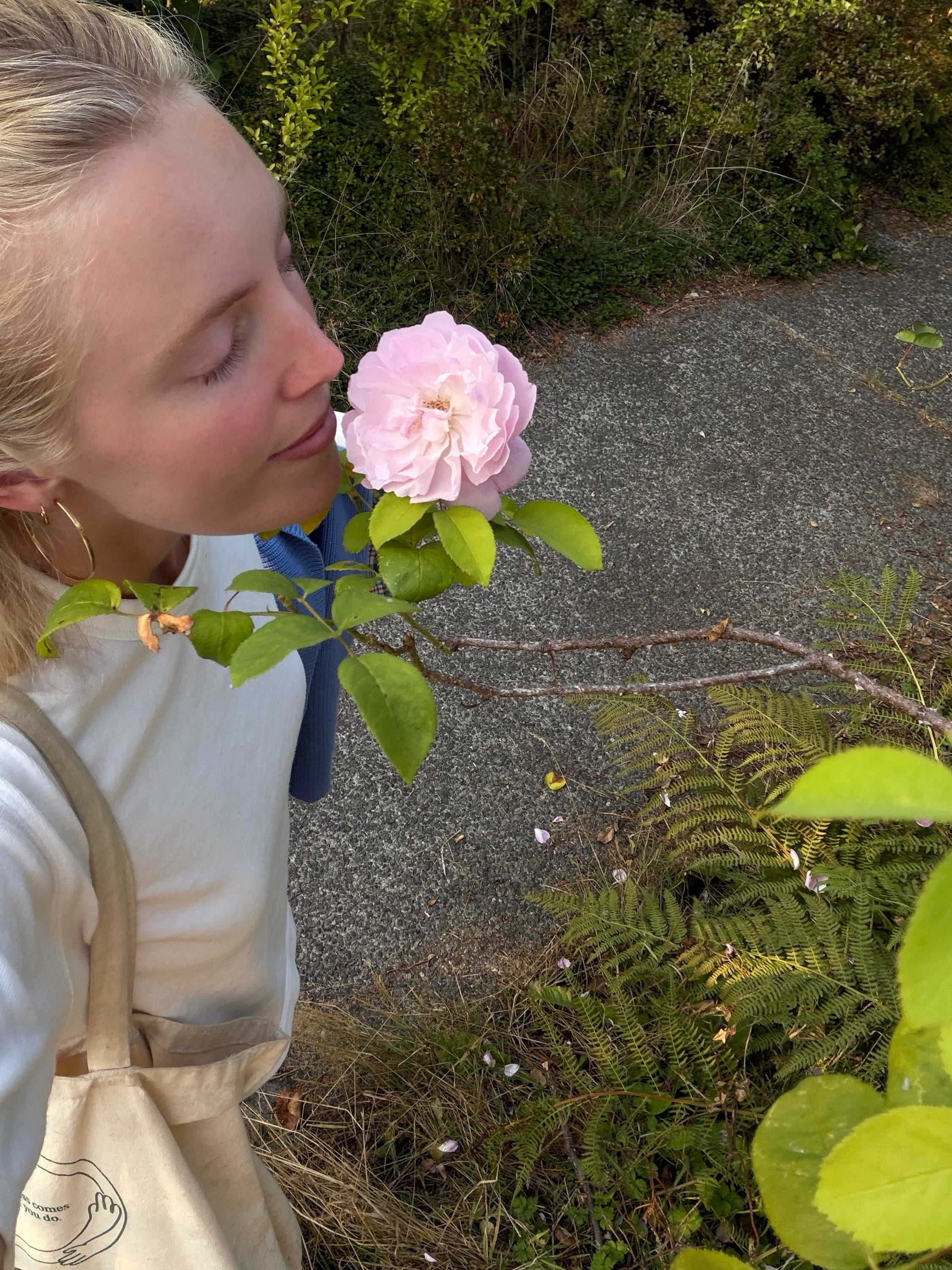actually stopping to smell the roses