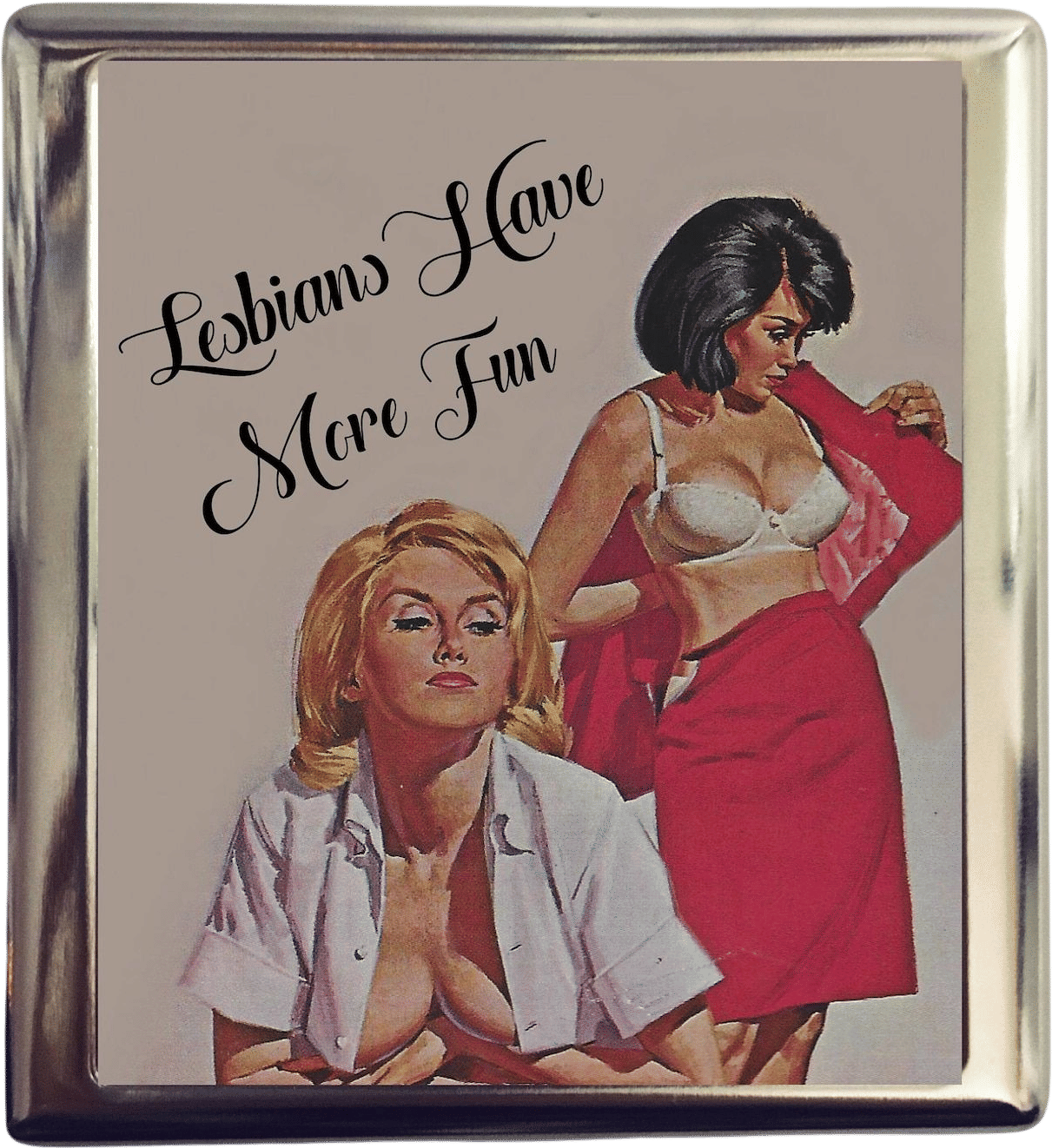 fringepop | "lesbians have more fun" vintage wlw pinup cigarette/business card case