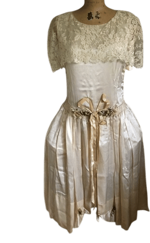 Vintage 1920s Lace and Satin Wedding Dress