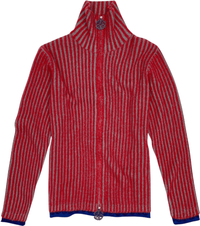 Cherry Ribbed Zip Sweater
