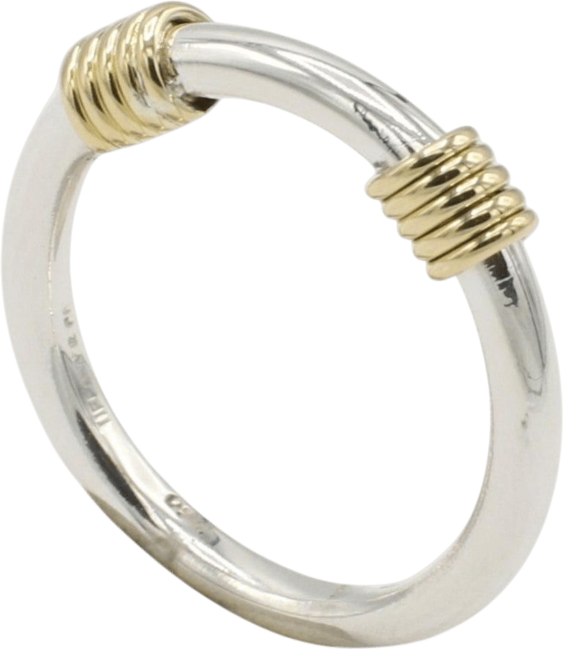 Sterling Silver and 18K Yellow Gold Coil Band Ring
