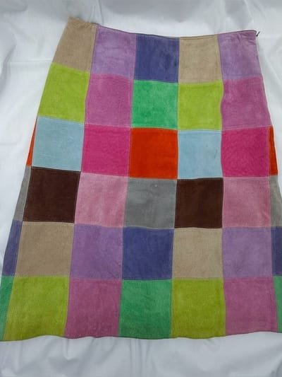 Isaac Mizrahi Multicolor Patchwork Suede Skirt