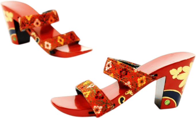 Vintage 40s 50s Red Lacquered Wood Gold Painted Floral Novelty Slide Souvenir Shoes 6 - Etsy