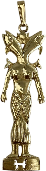 Vintage Solid 14k Yellow Gold Pisces Fish Goddess Charm
